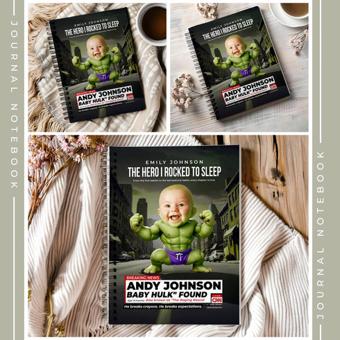 Personalized Baby Hulk Notebook – Funny Superhero Journal with Custom Photo & Name